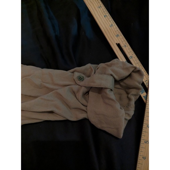 New Look tan button down L dress adjustable 3/4 to long sleeve - Picture 2 of 11